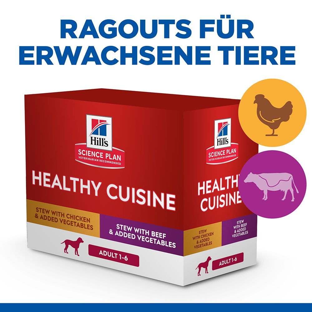 Hill's Science Plan 8x 80g Healthy Cuisine Adult mit Huhn & Rind Hill's Science Plan Nassfutter für Hunde