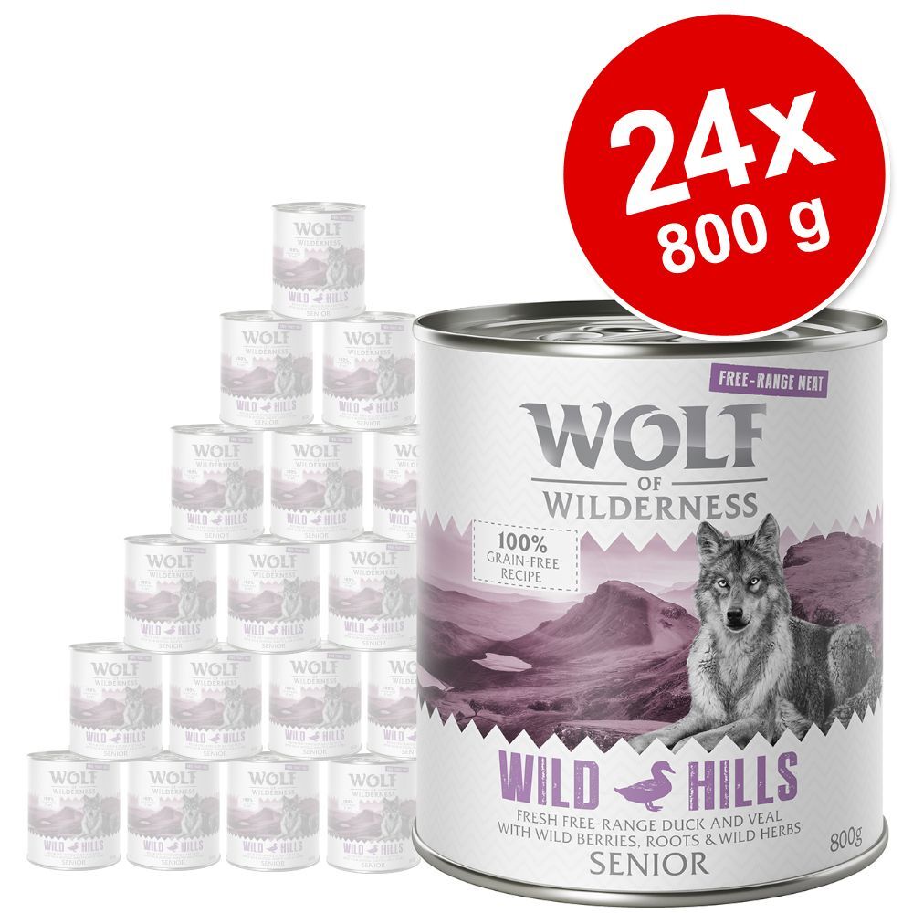 Wolf of Wilderness 24x 800g Senior Mix "Freiland-Fleisch" Wolf of Wilderness Hundefutter nass