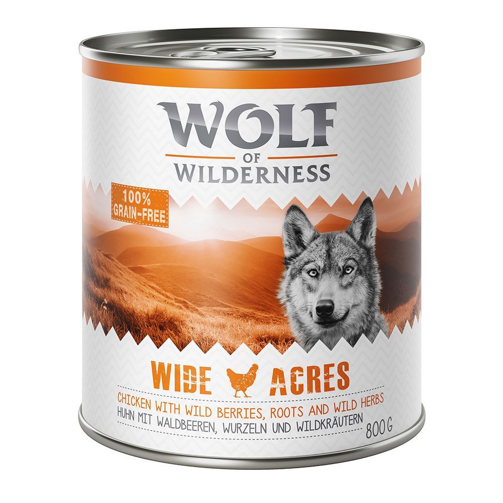 Wolf of Wilderness 6x 800g Green Fields Lamm Wolf of Wilderness Nassfutter für Hunde