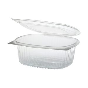 Papstar Starpak 50 Feinkost- und Salatschalen mit Klappdeckel, R-PET oval 1000 ml 6,6 cm x 15,8 cm x 18,4 cm klar