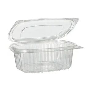 Starpak 450 Feinkost- und Salatschalen mit Klappdeckel, R-PET oval 500 ml 5,5 cm x 12,4 cm x 15 cm klar