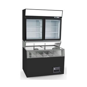 Chefgastro Wandtiefkühlung schwarz 2 Glastüren BxTxH 1454x890x2000mm