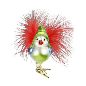 Froher Vogel 8.5 cm - Inge-Glas 10051S018 gefiederte Freunde - Christbaumschmuck Glas mundgeblasen