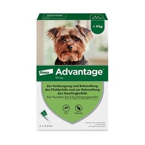 Elanco ADVANTAGE 40 mg Lösung Hunde bis 4 kg 4 Stück