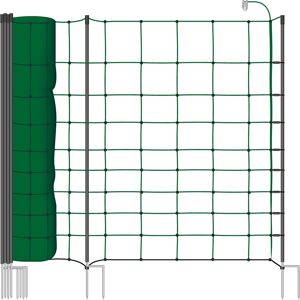 VOSS.farming classic+ 50m Schafzaun, Schafnetz, Ziegenzaun, 108cm, 20 Pfähle, 2 Spitzen, grün