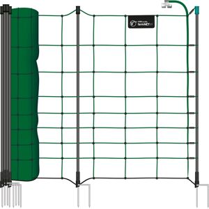 VOSS.farming farmNET+ 50m Schafnetz, Ziegennetz, Elektronetz, 108cm, 20 Pfähle, 2 Spitzen, grün