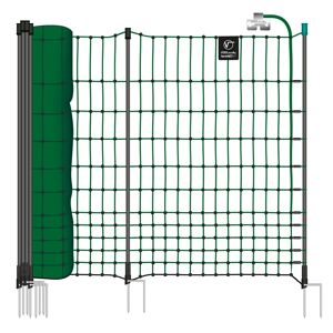 VOSS.farming farmNET+ 50m Hühnerzaun, Geflügelnetz, 112cm, 20 Pfähle, 2 Spitzen, grün