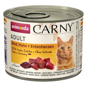 animonda Carny Adult 6 x 200 g - Rind, Huhn & Entenherzen