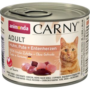 animonda Carny Adult 6 x 200 g - Huhn, Pute & Entenherzen