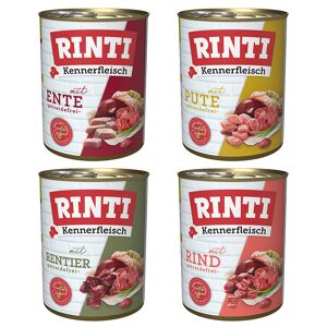 RINTI Kennerfleisch 800g x 24 - Sparpaket - Mix (Rind, Pute, Ente, Rentier)