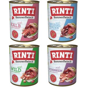 RINTI Kennerfleisch 800g x 24 - Sparpaket - Mix (Schinken, Wild, Geflügelherzen, Kalb)