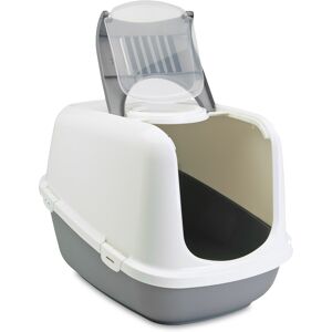 Savic Katzentoilette Nestor Jumbo - Komplettset: Toilette hellgrau + 2 extra Filter + 6 Bag it up