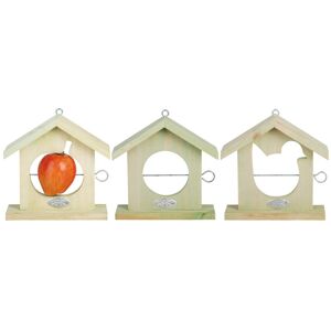 3 Stück Esschert Design Vogelhaus, Vogelfutterhaus mit Dach aus Holz, ca. 19 cm x 5,8 cm x 20 cm