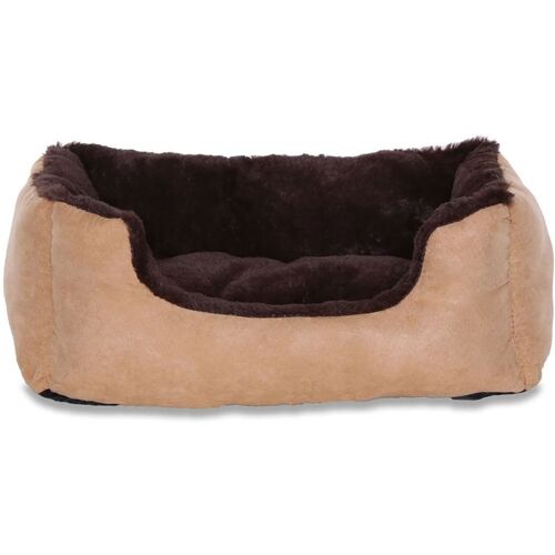 Lionto - Hundebett, Hundekissen, Hundekörbchen mit Wendekissen, Größe (s) 50x37 cm Farbe braun/beige - beige