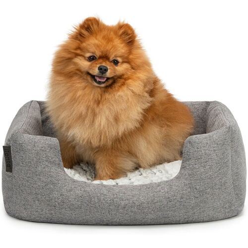 Lionto - Hundebett Hundekissen Hundekörbchen mit Wendekissen meliert Größe s 60x50 cm Farbe grau - grau