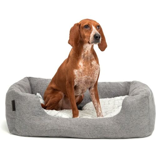 Lionto - Hundebett Hundekissen Hundekörbchen mit Wendekissen meliert Größe m 80x60 cm Farbe grau - grau