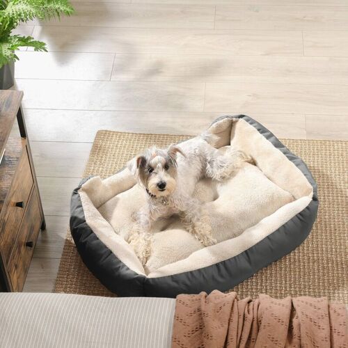 Songmics - feandrea Hundebett, Hundekorb mit Wendekissen, 85 x 65 x 21 cm, grau von Grau