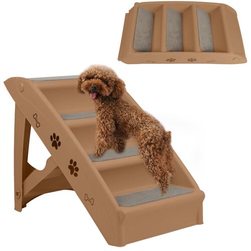 FROADP 4 Stufige Hundetreppe Katzentreppe Klappbar mit Stabiler Stützstangen für Sofa Auto Bett 60cm Hoch Haustiertreppe aus PP-Kunststoff mit Rutschfesten