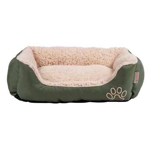 ESTEXO Hundebett Hundekissen Haustierbett Hundekorb Tierbett Hundesofa Olive/Beige 50x37x17 cm