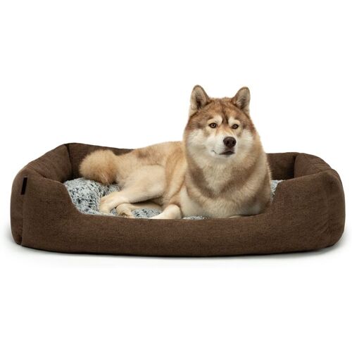 Dibea - lionto Hundebett Hundekissen Hundekörbchen mit Wendekissen meliert Größe l 110x80 cm Farbe braun - braun