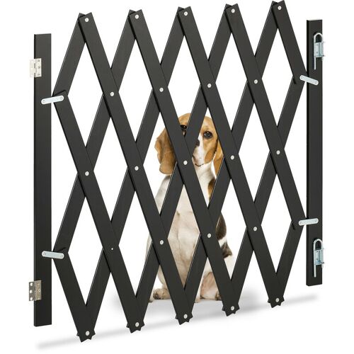 Relaxdays Hundeabsperrgitter, ausziehbar bis 126 cm, 70-82 cm hoch, Bambus, Hunde Schutzgitter für Treppe & Tür, schwarz