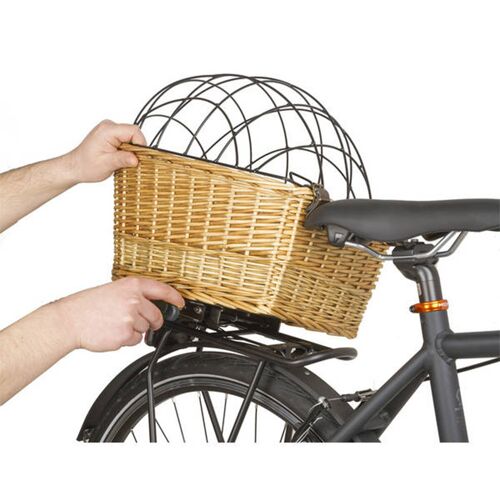 M-Wave Carrier Top Fahrradkorb hinten für Haustiere Fahrrad Korb für Hunde oder Katzen bis 15 kg Hundefahrradkorb Weidenkorb