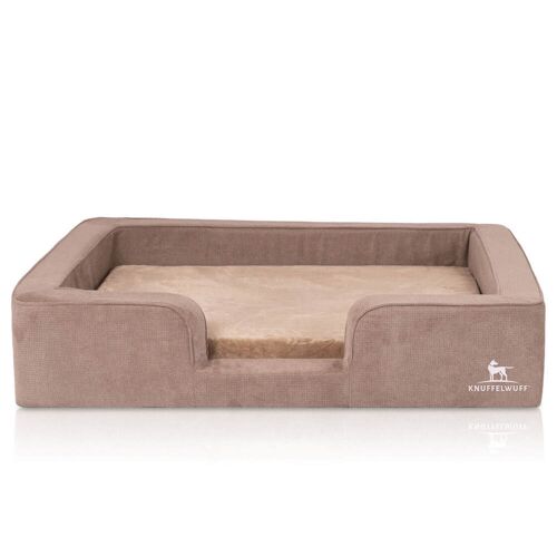 Knuffelwuff Orthopädisches Hundebett mit Wendekissen Bellamy Hundekissen Braun M-L