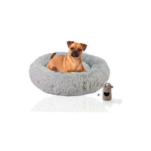 Rohrschneider ® Hundebett Donut mit Gratis-Beigabe, Extra flauschiges Hundekissen M