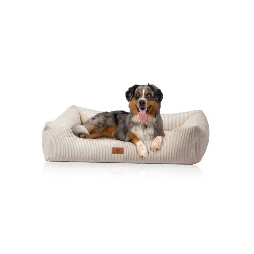 Knuffelwuff Hundebett aus Cord mit Handwebcharakter Olivia XXL 120 x 85cm Beige