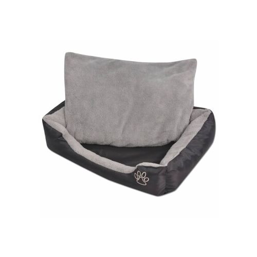 VidaXL Hundebett mit gepolstertem Kissen Schwarz/Grau 70 cm, 90 cm, 20 cm