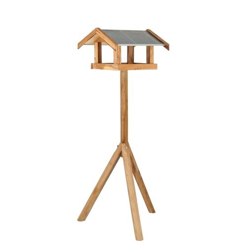 Rivanto® Vogelhaus mit Vogelfuttersilo, 45 x 60 x H 118 cm, rechteckiges Stahldach, Eichenholz