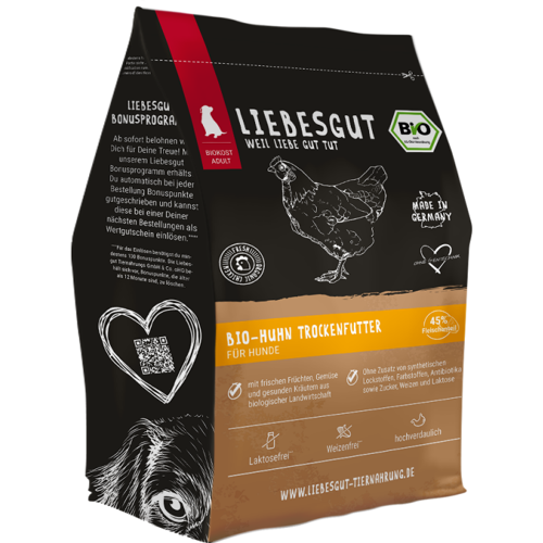 Liebesgut Hundetrockenfutter Bio Huhn Trockenfutter 5 kg