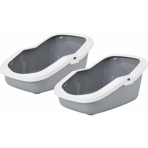 PETGARD 2er Sparpack Katzentoilette Katzenklo mit Rand ASEO grau-weiss (14,99 € pro 1 Stück)