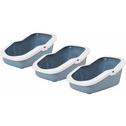 PETGARD 3er Sparpack Katzentoilette Katzenklo mit Rand ASEO blau-weiss (12,66 € pro 1 Stück)