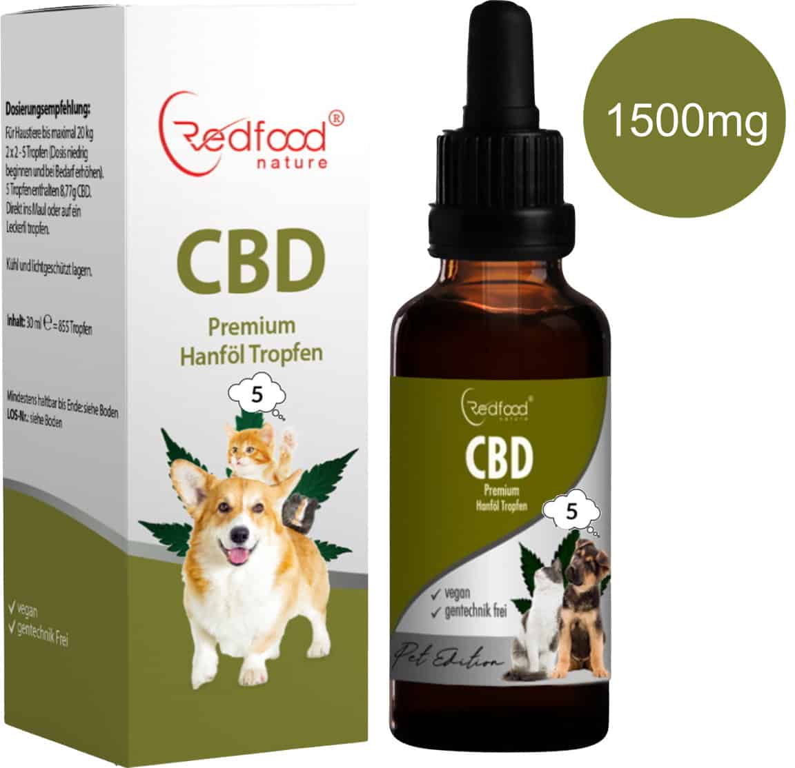 Redfood24 5 % CBD ÖL für Tiere 30ml