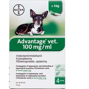 Bayer ah (dk) Advantage Vet. til hund 100 mg/ml 1,6 ml Kutanopløsning - Flåtmiddel - Loppemiddel