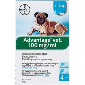 Bayer ah (dk) Advantage Vet. til hund 100 mg/ml 4 ml Kutanopløsning - Flåtmiddel - Loppemiddel