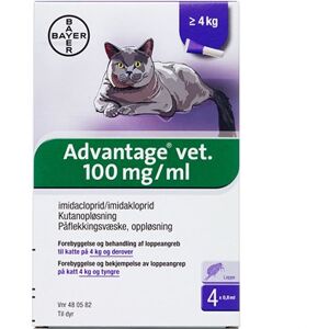 Bayer ah (dk) Advantage Vet. til kat 100 mg/ml 3,2 ml Kutanopløsning - Flåtmiddel - Loppemiddel