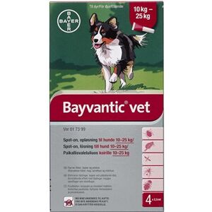 Bayer ah (dk) Bayvantic Vet., hunde 10-25 kg 500 + 100 mg/ml 10 ml Spot-on, opløsning - Midler mod flåter og lopper