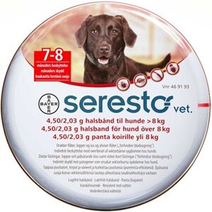 Bayer ah (dk) Seresto Vet. t. hund over 8 kg 4,50 g+2,03 g 1 stk Halsbånd - Flåtmiddel - Loppemiddel
