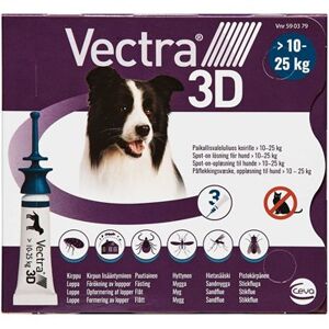 Ceva sante animale Vectra 3D 10-25 kg 196+17,4+1429 mg 10,8 ml Spot-on, opløsning - Midler mod flåter og lopper