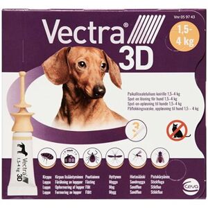 Ceva sante animale Vectra 3D 1,5-4 kg 44+3,9+317 mg 2,4 ml Spot-on, opløsning - Flåtmiddel - Loppemiddel