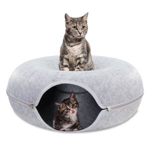 Amazinggirl Katteseng kat hulefilt - kattetunnel som katteseng katteseng hule, seng eller tunnel som soveplads eller kattehus krammehule legetunnel kat donut lyse