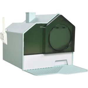 Rootz Living Rootz Cat kattebakke - Hyttedesign - 1 si - 1 affaldsscoop - Aftagelig bundbakke - Plastik - ABS - Grøn - Hvid - 47L x 45W x 42H cm