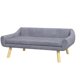 Rootz Living Rootz Pet Sofa - Hundesofa - Scandi Design - Aftagelig pude - Velvet Look - Grå + Naturlig - 102 cm x 58,5 cm x 42,5 cm