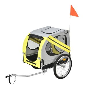 [pro.tec]® Hundetransport - cykelanhænger til transport af hunde - bærekapacitet: 26 kg - gul/grå/sort