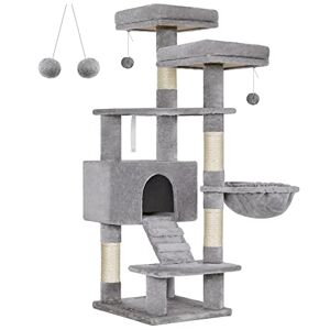 Feandrea Cat Tree, Cat Tower 142 cm, Cat Activity Center, Light Gray