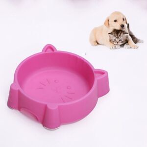 Shoppo Marte 2 PCS Eco-friendly Plastic Anti-skid Cat Face Bowl Pet Supplies(Pink)