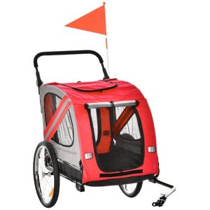 Rootz Living Rootz Dog Buggy - Hundevogn - Pet Buggy - Pet Bike Trailer - Hundeklapvogn - Sikkerhedssnorreflekser - Rød - 140cm x 72,5cm x 108cm