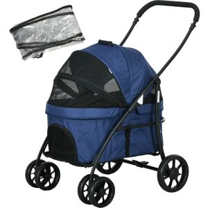 Rootz Living Rootz Dog Buggy - Kæledyrsklapvogn - Sammenklappelig - Regnslag - Kæledyrsvogn - 2 sikkerhedsliner - Oxford-klud - Stål - Mørkeblå - 81x 68 X 98,5 Cm